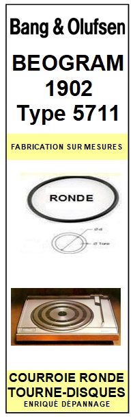 BANG OLUFSEN BEOGRAM 1902 TYPE 5711  Courroie Compatible Tourne-disques