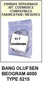 BANG OLUFSEN BEOGRAM 4000 TYPE 5215  <br>kit 2 courroies pour tourne-disques (<b>set belts</b>)<SMALL> 2017 AOUT</SMALL>