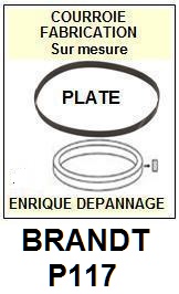 BRANDT P117  <br>Courroie plate d'entrainement tourne-disques (<b>flat belt</b>)<small> 2017-01</small>