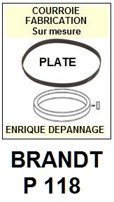 BRANDT P118  <br>Courroie plate d\'entrainement tourne-disques (<b>flat belt</b>)<small> 2017 MAI</small>