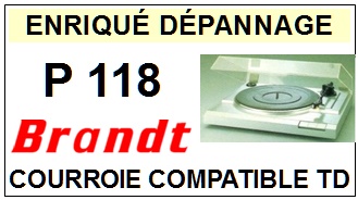 BRANDT P118  <br>Courroie plate d\'entrainement tourne-disques (<b>flat belt</b>)<small> 2017 MAI</small>