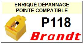 BRANDT P118  <br>Pointe sphrique pour tourne-disques (<B>sphrical stylus</b>)<SMALL> 2017 MAI</SMALL>