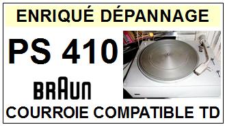 BRAUN PS410 PS 410 <br>Courroie plate d\'entrainement tourne-disques (<b>flat belt</b>)<small> 2017 AVRIL</small>