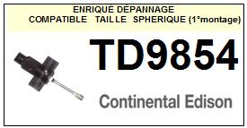 CONTINENTAL EDISON TD9854 (1 montage) <br>Pointe sphrique pour tourne-disques  (<b>sphrical stylus</b>)<small> 2017 JUILLET</small>