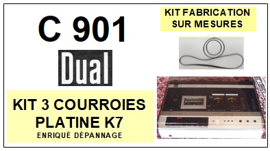 DUAL C901  <BR>kit 3 courroies pour platine k7 (<b>set belts</b>)<small> 2016-10</small>