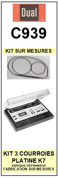 DUAL C939  kit 3 Courroies Platine K7 <br><small>a 2014-08</small>