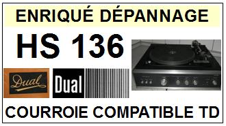 DUAL  HS136  (platine  1237 )  Courroie Compatible Tourne-disques