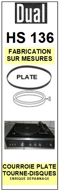 DUAL  HS136  (platine  1237 )  Courroie Compatible Tourne-disques