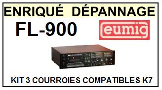 EUMIG FL900 FL-900 kit 3 Courroies Compatibles Platine K7