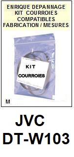 JVC TDW103 TD-W103 <br>kit 5 courroies pour platine K7  (set belts)<br><small> 2015-12</small>