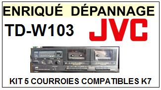 JVC TDW103 TD-W103 <br>kit 5 courroies pour platine K7  (set belts)<br><small> 2015-12</small>