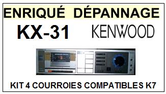 KENWOOD KX31 KX-31 <BR>kit 4 courroies pour platine k7 (<b>set belts</b>)<small> 2017-01</small>