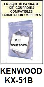 KENWOOD KX51B KX-51B <BR>kit 2 courroies pour platine k7 (<b>set belts</b>)<small> 2017 AVRIL</small>