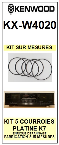 KENWOOD KXW4020 KX-W4020 <BR>kit 5 courroies pour platine k7 (<b>set belts</b>)<small> 2017 AVRIL</small>