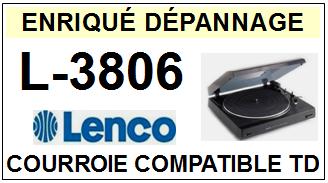 LENCO <br>Platine L3806 L-3806 Courroie Tourne-disques (belt)<BR><small>sc 2014-11</small>