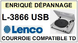 LENCO L3866USB L-3866 USB <br>Courroie plate d'entrainement tourne-disques (<b>flat belt</b>)<small> 2016-05</small>