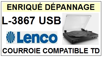 LENCO L3867USB L-3867 USB <br>Courroie plate d\'entrainement tourne-disques (<b>flat belt</b>)<small> 2016-05</small>