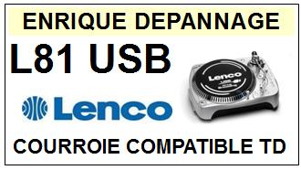LENCO L81USB  <br>Courroie plate d'entrainement tourne-disques (<b>flat belt</b>)<small> AVRIL 2017</small>