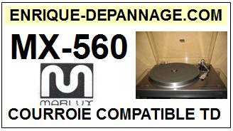 MARLUX MX560 MX-560 <br>Courroie plate d'entrainement tourne-disques (<b>flat belt</b>)<small> 2017-02</small>