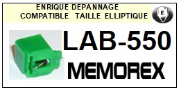 <STRONG>MEMOREX LAB550 LAB-550</strong> <bR>Pointe elliptique pour tourne-disques (<b>elliptical stylus</b>)<SMALL> 2018 AVRIL</small>