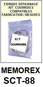 MEMOREX SCT88 SCT-88 <BR>kit 2 courroies pour platine k7 (<b>set belts</b>)<small> 2017 AOUT</small>