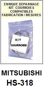 MITSUBISHI HS318 HS-318 <br>kit 2 courroies pour magntoscope (<b>vido recorder set belts</B>)<small> 2017-02</small>