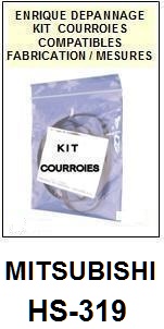 MITSUBISHI HS319 HS-319 <br>kit 2 courroies pour magntoscope (<b>vido recorder set belts</B>)<small> 2017-02</small>