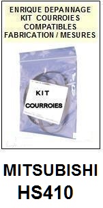 MITSUBISHI HS410 HS-410 <br>kit 2 courroies pour magntoscope (<b>vido recorder set belts</B>)<small> 2017-02</small>
