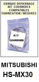 MITSUBISHI HSMX30 HS-MX30 <br>kit 2 courroies pour magntoscope (<b>vido recorder set belts</B>)<small> 2017-02</small>