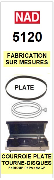 NAD 5120 <br>Courroie plate d\'entrainement Tourne-disques (<b>flat belt</b>)<small> 2016-02</small>