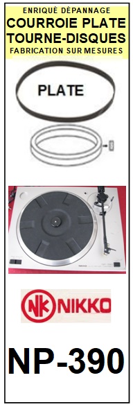 NIKKO NP390 NP-390 <br>courroie plate d\'entrainement tourne-disques (<b>flat belt</b>)<small> 2016-01</small>