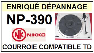 NIKKO NP390 NP-390 <br>courroie plate d\'entrainement tourne-disques (<b>flat belt</b>)<small> 2016-01</small>