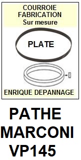 PATHE MARCONI VP145  <br>Courroie plate d'entrainement tourne-disques (<b>flat belt</b>)<small> 2018 JANVIER</small>