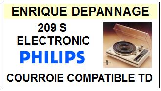 PHILIPS 209S ELECTRONIC  <br>Courroie plate d'entrainement tourne-disques (<b>flat belt</b>)<small> 2017 JUIN</small>
