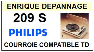 PHILIPS 209S <br>Courroie plate d\'entrainement tourne-disques (<b>flat belt</b>)<small> 2016-02</small>