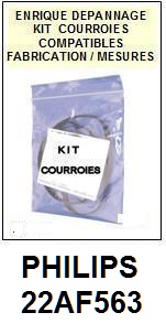 PHILIPS<br> 22AF563 kit 2 courroies (set belts) pour tourne-disques  <BR><SMALL>a 2015-03</SMALL>