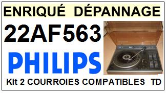 PHILIPS<br> 22AF563 kit 2 courroies (set belts) pour tourne-disques  <BR><SMALL>a 2015-03</SMALL>
