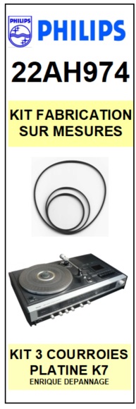 PHILIPS 22AH974 <BR>kit 3 courroies pour platine k7 (<b>set belts</b>)<small> 2016-02</small>