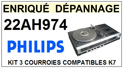 PHILIPS 22AH974 <BR>kit 3 courroies pour platine k7 (<b>set belts</b>)<small> 2016-02</small>