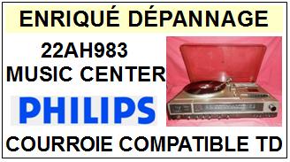 PHILIPS 22AH983 MUSIC CENTER<BR>courroie (flat belt) pour tourne-disques<small> 2015-09</small>