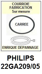 PHILIPS 22GA209/05  <BR>courroie d'entrainement tourne-disques (<b>square belt</b>)<small> 2017-01</small>