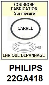 PHILIPS 22GA418  <BR>courroie d'entrainement tourne-disques (<b>square belt</b>)<small> 2017 SEPTEMBRE</small>