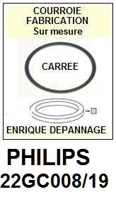 PHILIPS 22GC008/19  <BR>courroie d'entrainement tourne-disques (<b>square belt</b>)<small> MARS-2017</small>