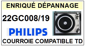PHILIPS 22GC008/19  <BR>courroie d'entrainement tourne-disques (<b>square belt</b>)<small> MARS-2017</small>