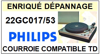 PHILIPS 22GC017/53  <BR>courroie d'entrainement tourne-disques (<b>square belt</b>)<small> 2017 AOUT</small>