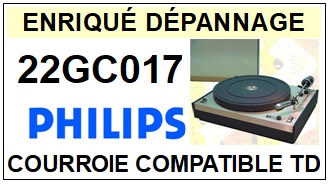 PHILIPS 22GC017  <BR>courroie d'entrainement tourne-disques (<b>square belt</b>)<small> 2017 AOUT</small>