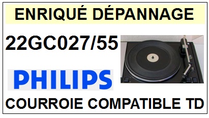 PHILIPS 22GC027/55  <BR>courroie d\'entrainement pour tourne-disques  (square belt)<small> 2015-11</small>