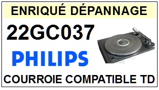 PHILIPS 22GC037  <BR>courroie d\'entrainement tourne-disques (<b>square belt</b>)<small> MARS-2017</small>