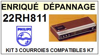 PHILIPS 22RH811  kit 3 Courroies Compatibles Platine K7