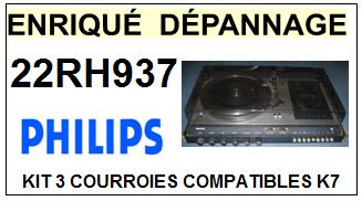 PHILIPS<br> 22RH937  kit 3 courroies (set belts) pour platine K7 <br><small>c+k7 2015-06</small>